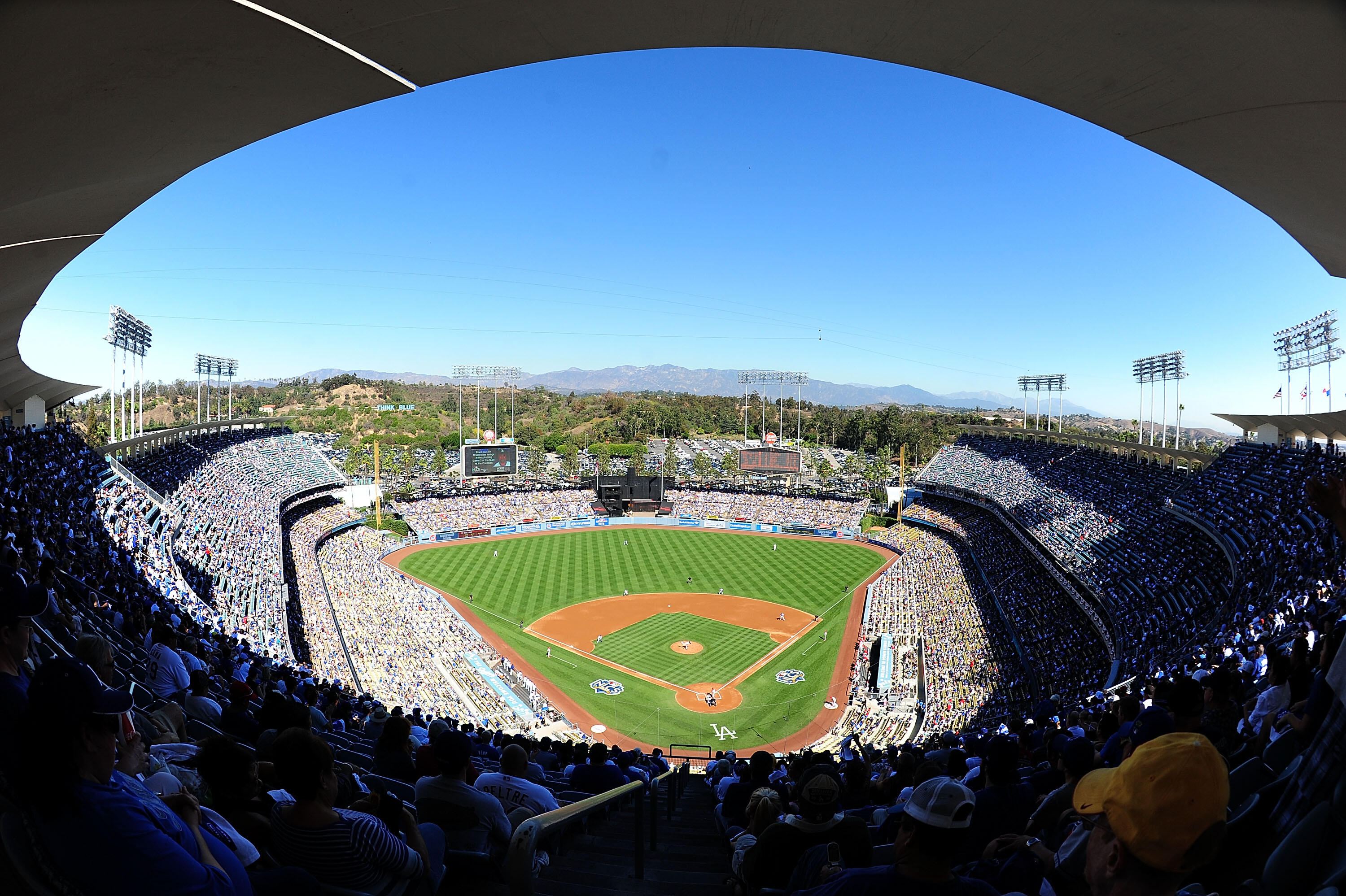 LOS ANGELES, CA - OCTOBER 16:  General view of Dodger Stadium during Game Two of the NLCS between the Los Angeles Dodgers and the Philadelphia Phillies during the 2009 MLB Playoffs at Dodger Stadium on October 16, 2009 in Los Angeles, California.  (Photo 