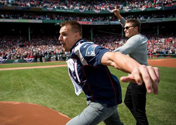 Gronk Steals Tom Brady's Jersey At Fenway Park