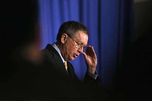 NEW YORK, NEW YORK - APRIL 12:  Republican Presidential candidate John Kasich speaks at the Women's National Republican Club on April 12, 2016 in New York City. Candidates are campaigning ahead of New York State's primary vote on April 19.  (Photo by John Moore/Getty Images)