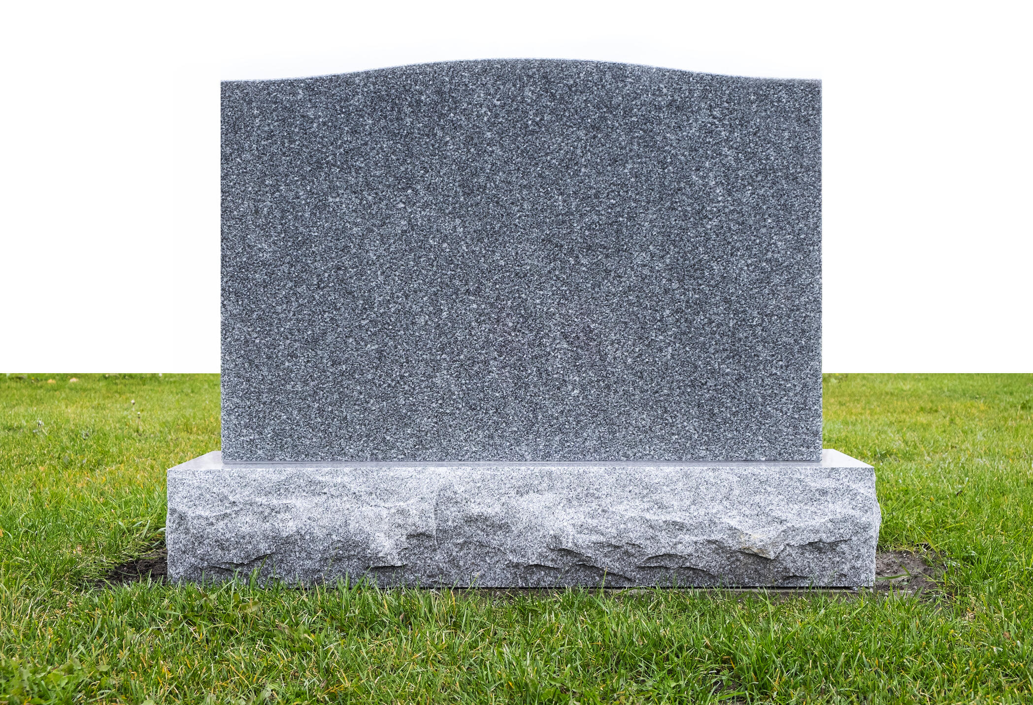 Plain Gray Granite Monument Stone on Green Grass
