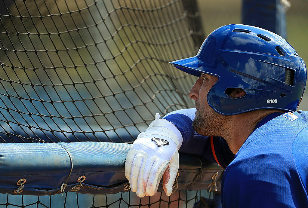 PORT ST. LUCIE, FL - SEPTEMBER 19:  Tim Tebow #15 of the New York Mets works out at an instructional league day at Tradition Field on September 19, 2016 in Port St. Lucie, Florida.  (Photo by Mike Ehrmann/Getty Images)