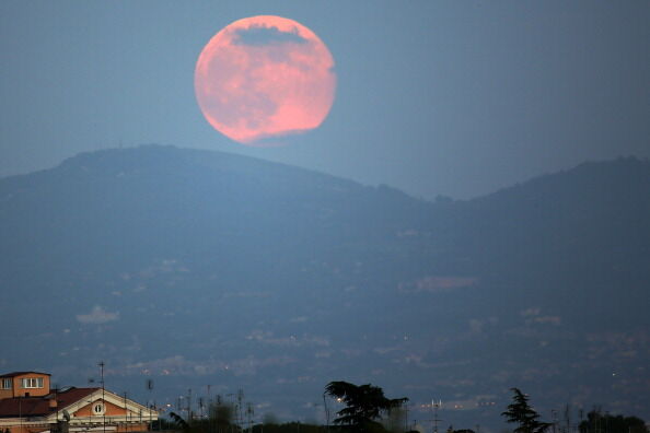 Pink Moon Over Rome