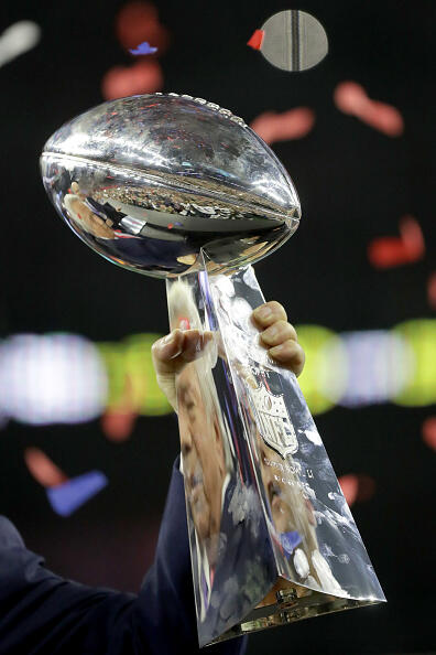HOUSTON, TX - FEBRUARY 05:  The Lombardi Trophy is seen after Super Bowl 51 at NRG Stadium on February 5, 2017 in Houston, Texas.  (Photo by Ronald Martinez/Getty Images)