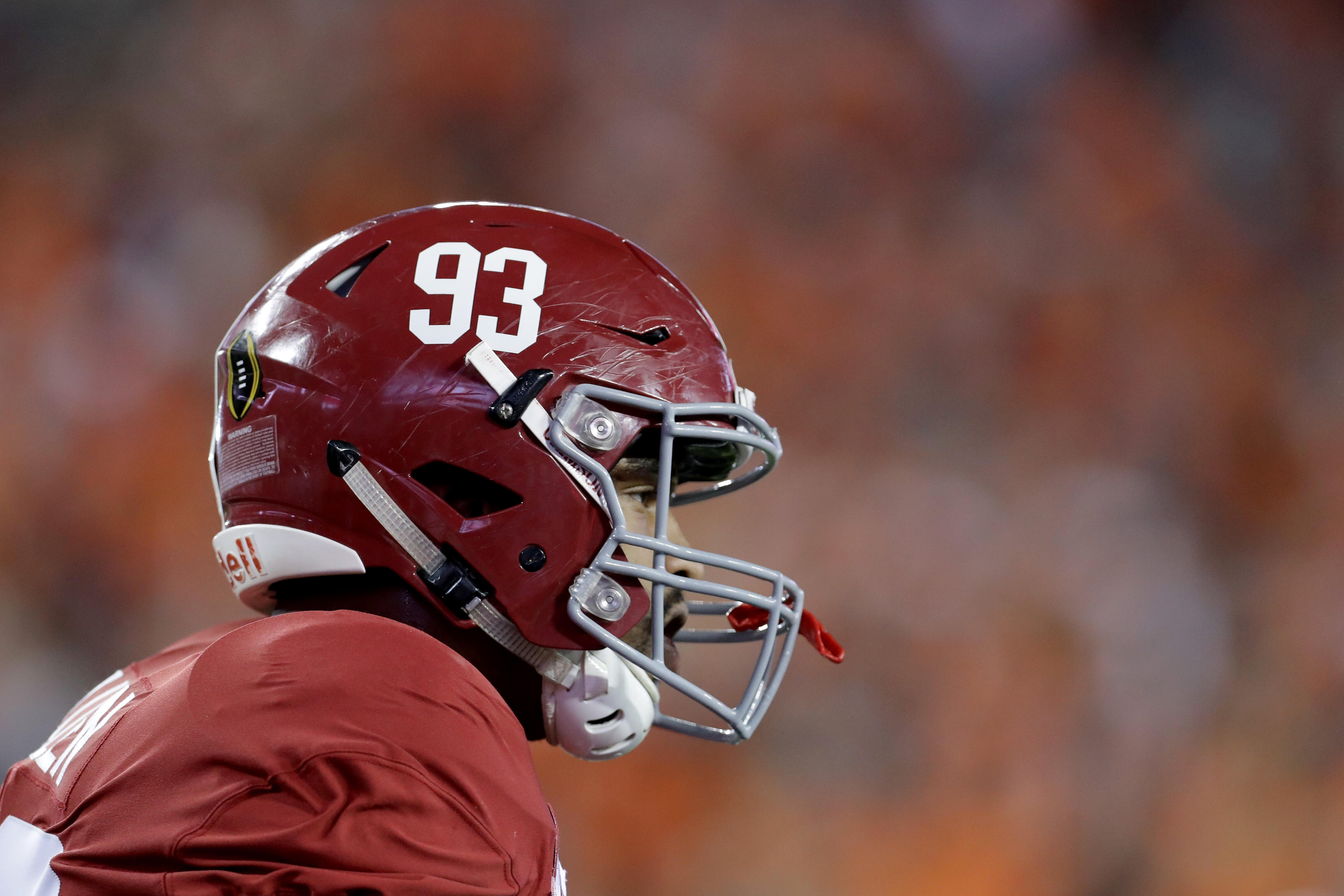 TAMPA, FL - JANUARY 09:  Defensive lineman Jonathan Allen #93 of the Alabama Crimson Tide looks on before taking on the Clemson Tigers in the 2017 College Football Playoff National Championship Game at Raymond James Stadium on January 9, 2017 in Tampa, Fl