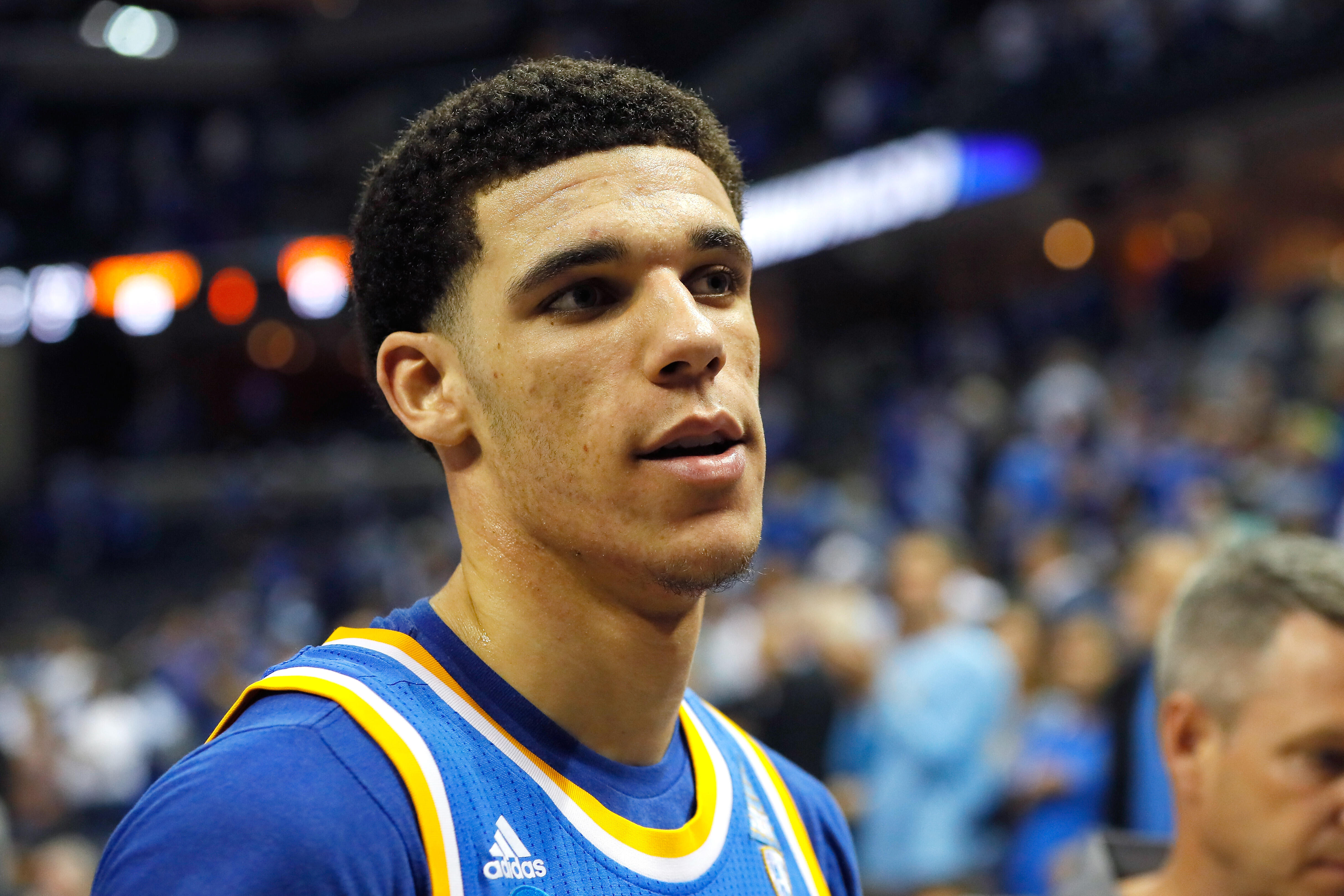 MEMPHIS, TN - MARCH 24:  Lonzo Ball #2 of the UCLA Bruins walks off the court after being defeated by the Kentucky Wildcats during the 2017 NCAA Men's Basketball Tournament South Regional at FedExForum on March 24, 2017 in Memphis, Tennessee.  (Photo by K