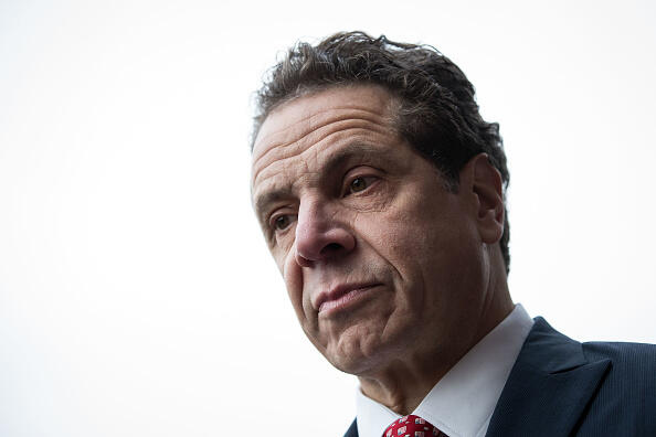 NEW YORK, NY - JANUARY 4: New York Governor Andrew Cuomo looks on during a press conference following a Long Island Railroad train accident at Atlantic Terminal, January 4, 2017 in the Brooklyn borough of New York City. A Long Island Railroad train derailed at Atlantic Terminal on Wednesday morning. (Photo by Drew Angerer/Getty Images)