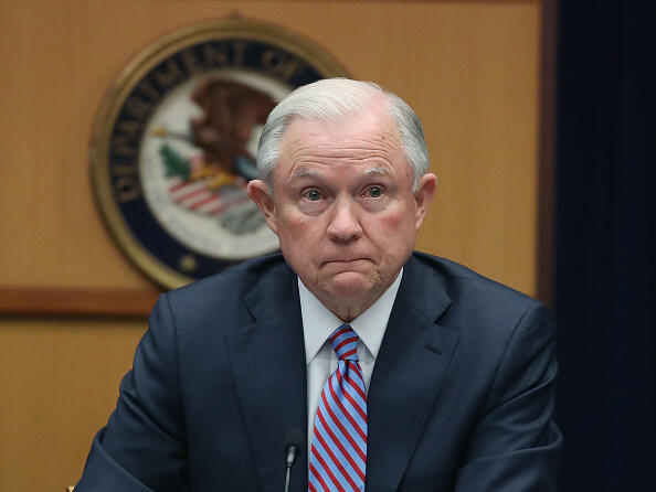 WASHINGTON, DC - APRIL 18:  US Attorney General Jeff Sessions speaks about organized gang violence at the Department of Justice, April 18, 2016 in Washington, DC. Sessions spoke during a meeting of the Attorney General's Organized Crime Council and Organized Crime Drug Enforcement Task Forces.  (Photo by Mark Wilson/Getty Images)