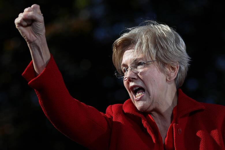 MANCHESTER, NH - OCTOBER 24:  U.S. Sen. Elizabeth Warren (D-MA) speaks during a campaign rally with democratic presidential nominee former Secretary of State Hillary Clinton at St Saint Anselm College on October 24, 2016 in Manchester, New Hampshire. With