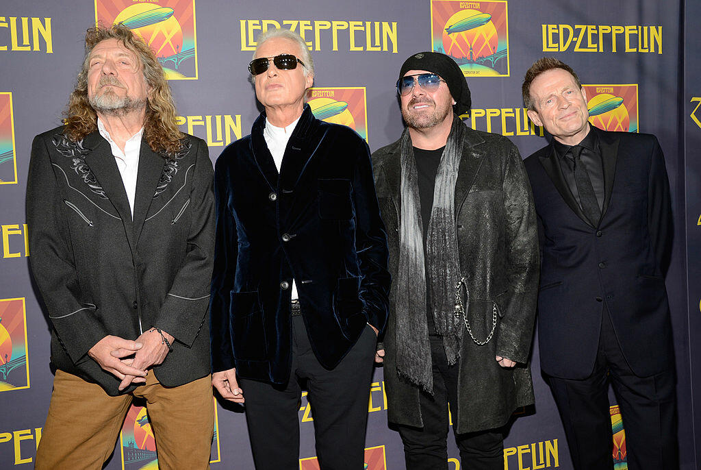 NEW YORK, NY - OCTOBER 09:  Robert Plant, Jimmy Page, Jason Bonham and John Paul Jones attend premiere of  