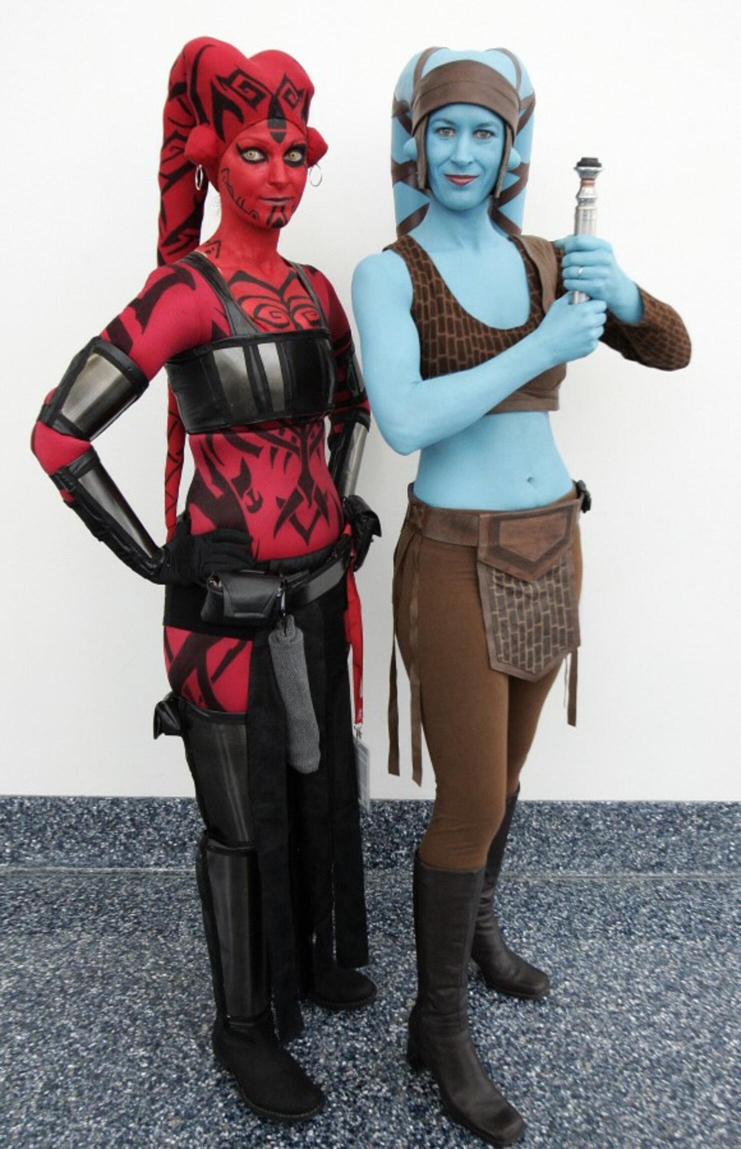 Star Wars fans pose during the "Star War