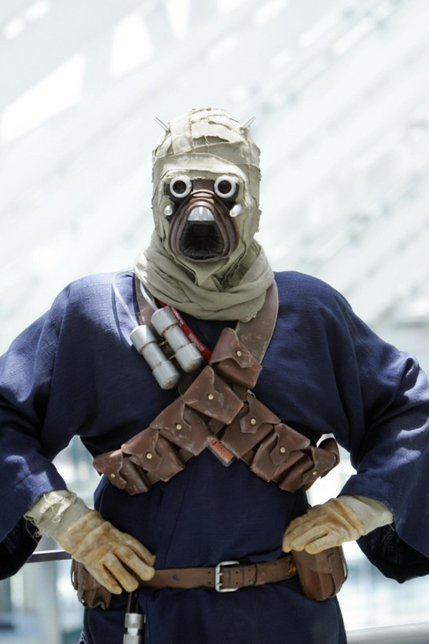 A Star Wars fan poses during the "Star W