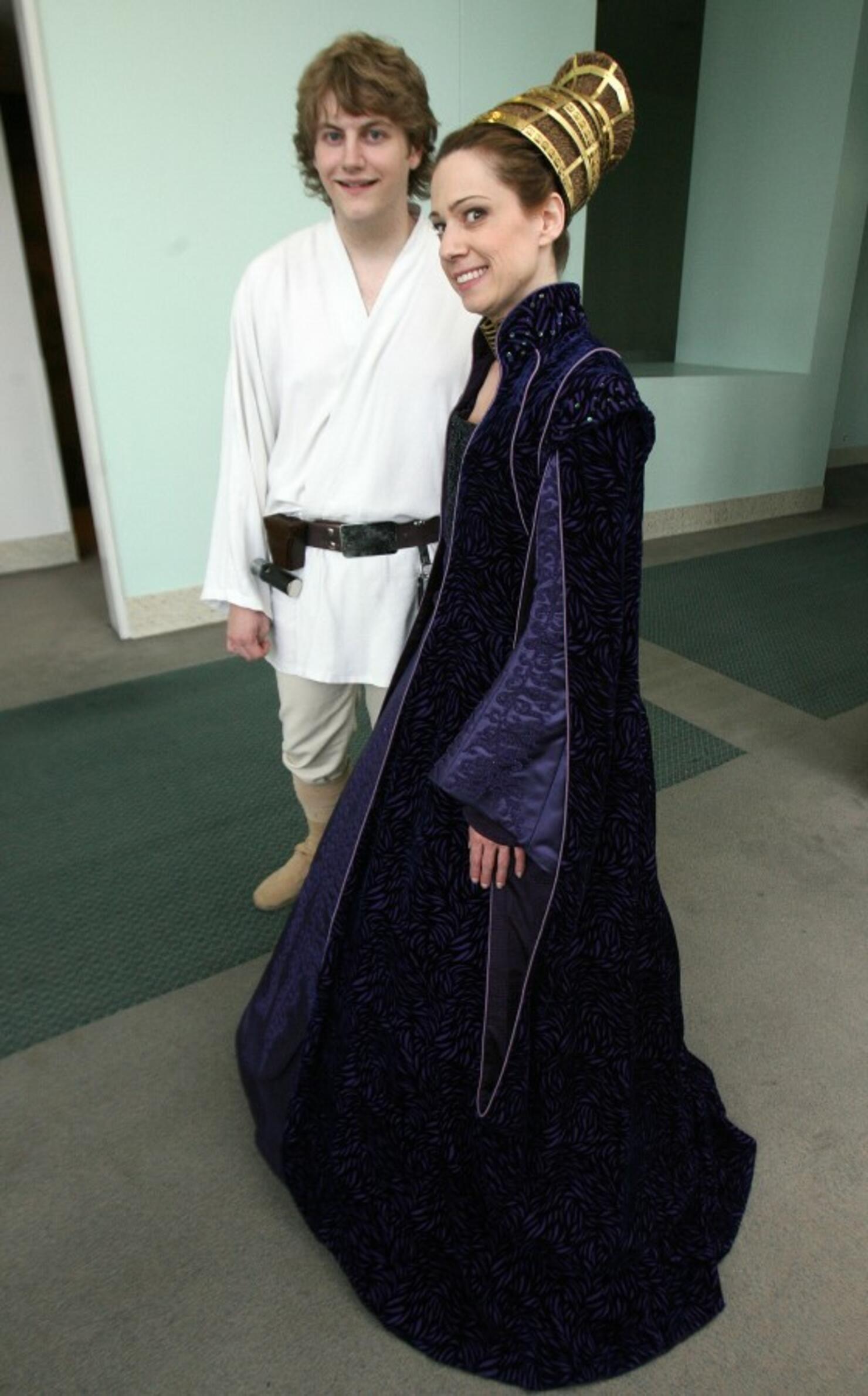 Star Wars fans pose during the "Star War
