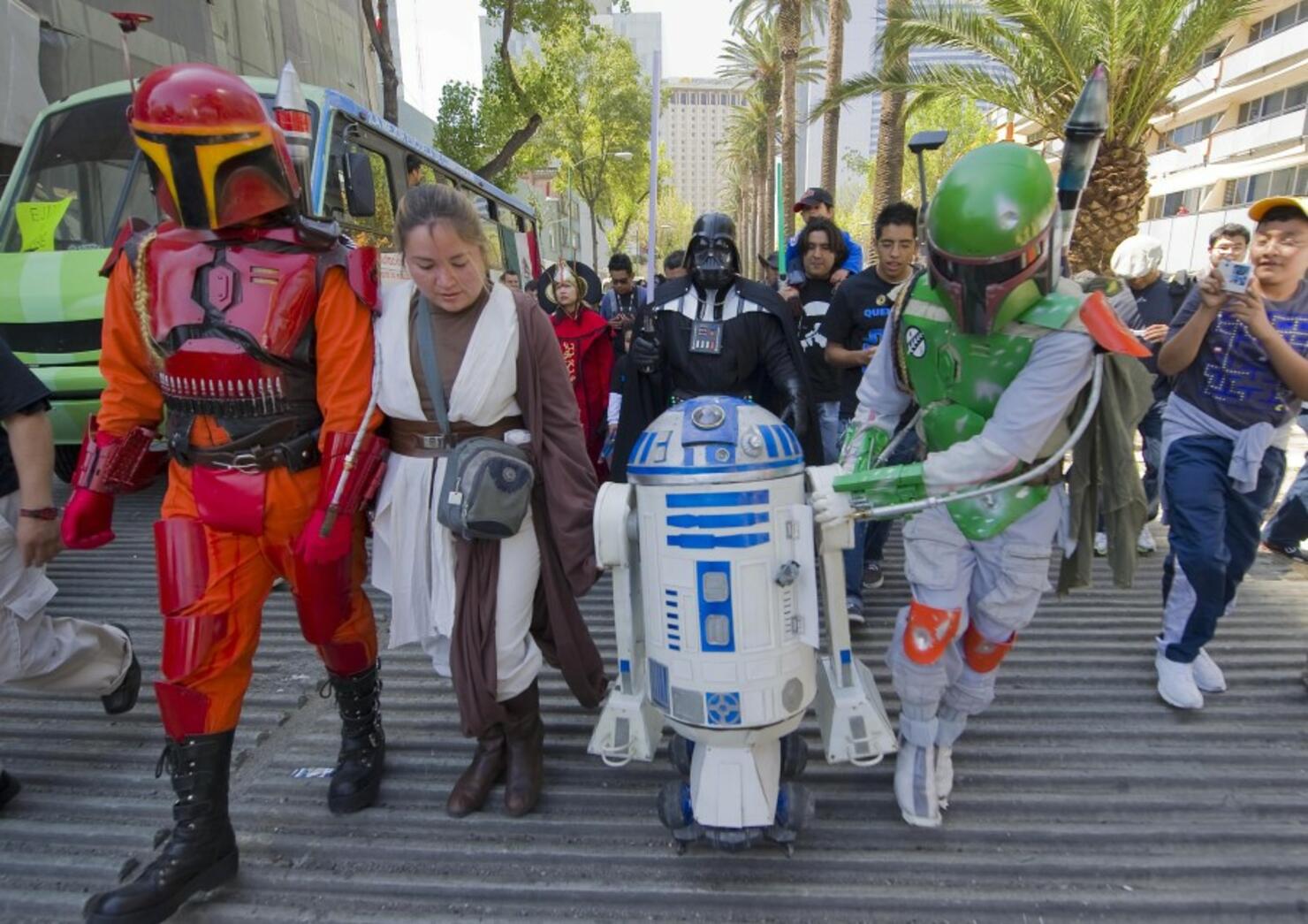 Fans dressed like Star Wars movie charac