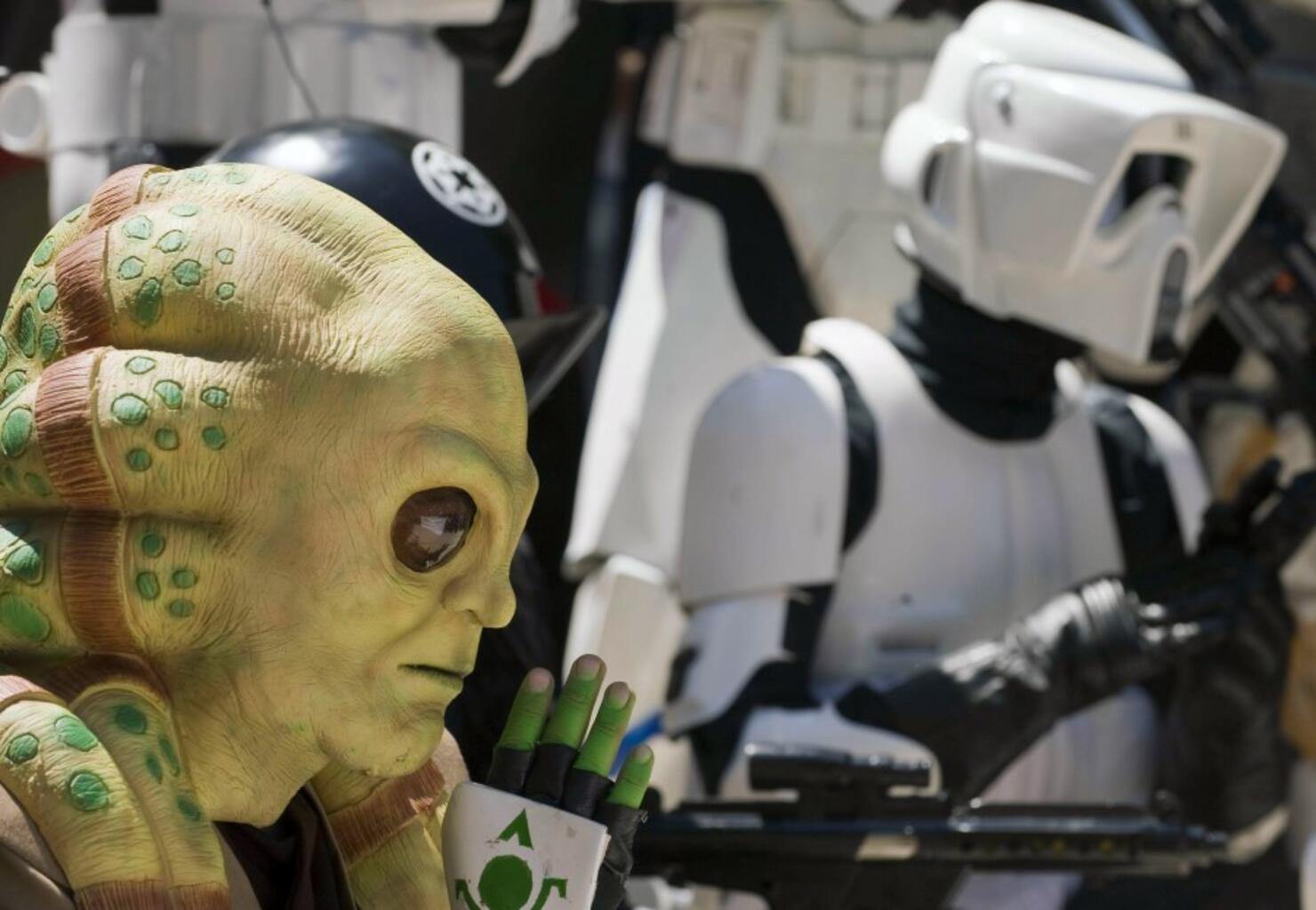 Fans dressed like Star Wars movie charac