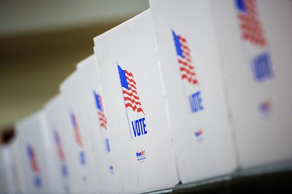 Voting booths are seen at the Potomac Community Recreation Center during early voting on October 28, 2016 in Potomac, Maryland. / AFP / Brendan Smialowski        (Photo credit should read BRENDAN SMIALOWSKI/AFP/Getty Images)