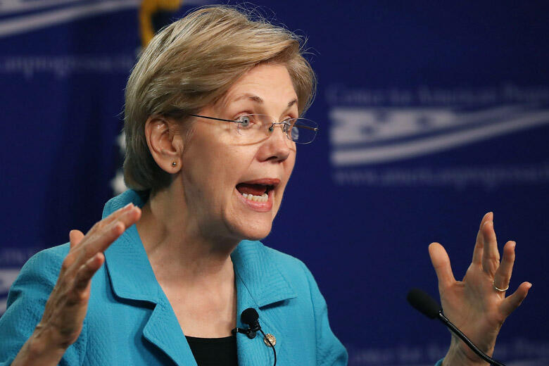 WASHINGTON, DC - JULY 13: Sen. Elizabeth Warren (D-MA), delivers a speech about the American middle class, at a Center for American Progress (CAP) forum, July 13, 2016 in Washington, DC.  (Photo by Mark Wilson/Getty Images)