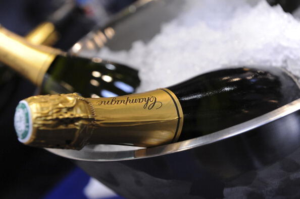 Bottles of truffle Champagne are chilled at the 