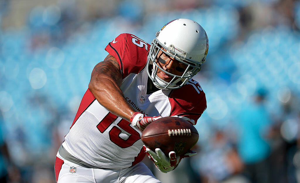 CHARLOTTE, NC - OCTOBER 30:  Michael Floyd #15 of the Arizona Cardinals catches a pass during warms ups against the Carolina Panthers at Bank of America Stadium on October 30, 2016 in Charlotte, North Carolina.  (Photo by Grant Halverson/Getty Images)