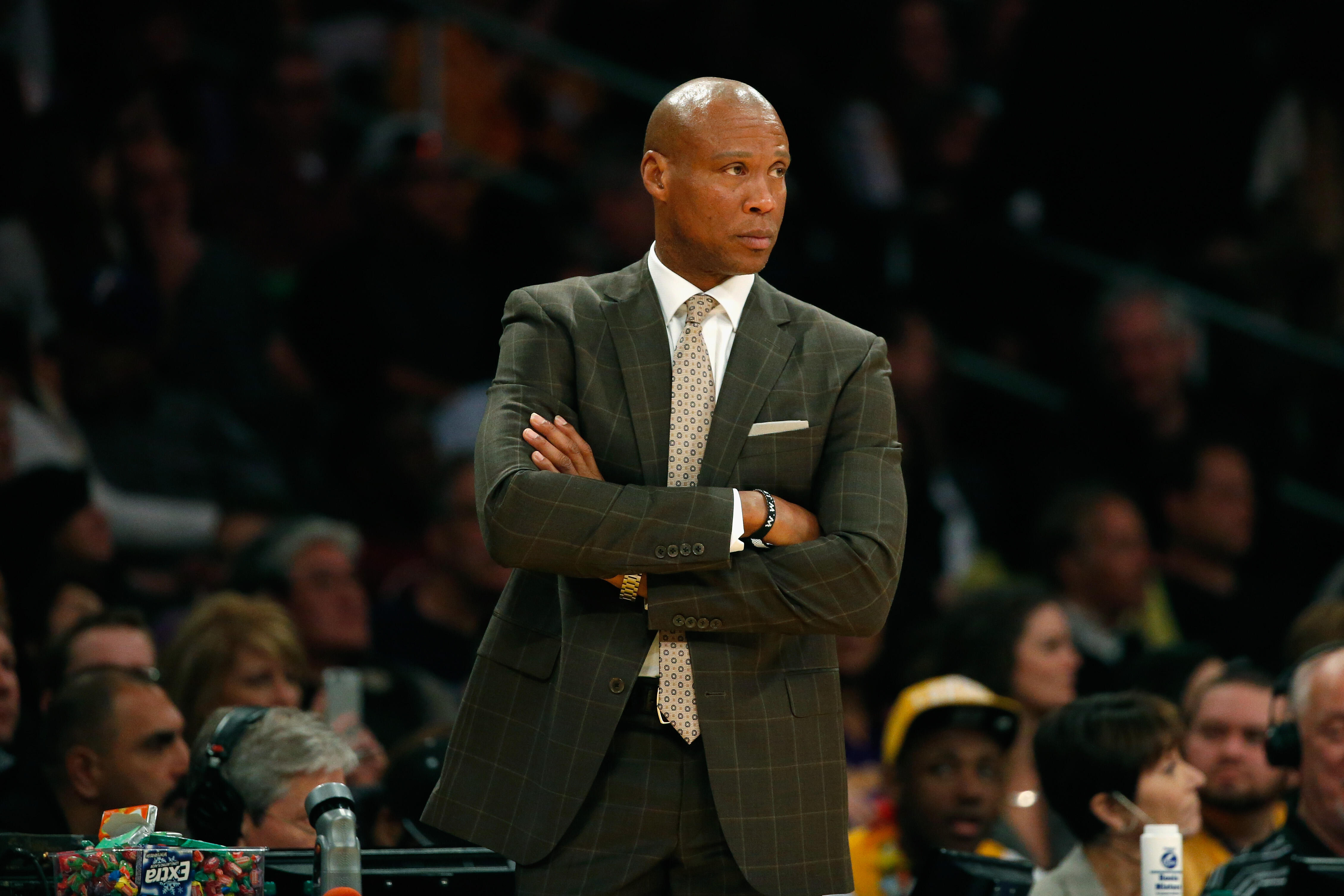 LOS ANGELES, CA - DECEMBER 15:  Byron Scott head coach of the Los Angeles Lakers looks on during the first half of a game against the Milwaukee Bucks  at Staples Center on December 15, 2015 in Los Angeles, California.  NOTE TO USER: User expressly acknowl