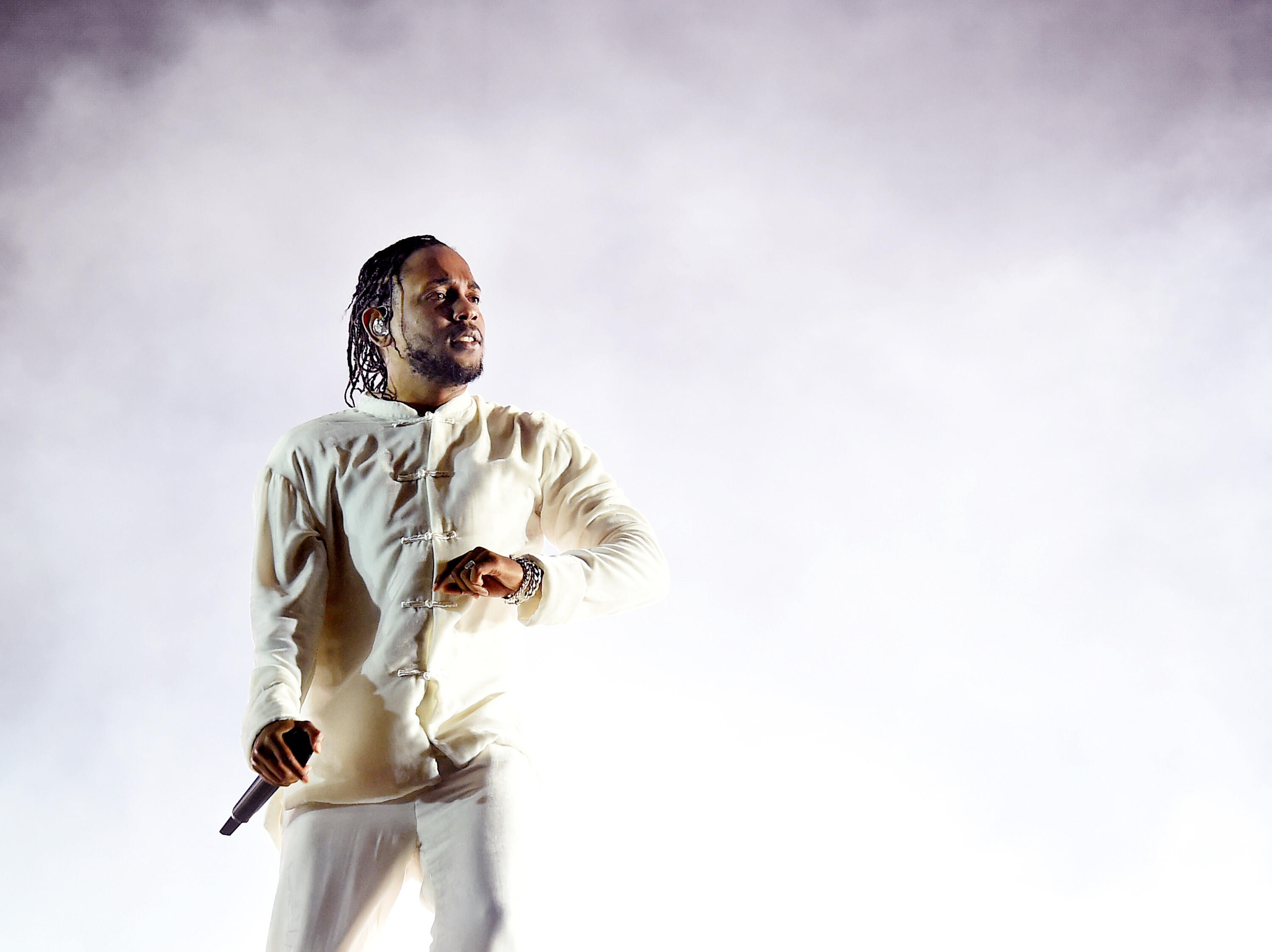 INDIO, CA - APRIL 23:  Kendrick Lamar performs on the Coachella Stage during day 3 (Weekend 2) of the Coachella Valley Music And Arts Festival on April 23, 2017 in Indio, California.  (Photo by Kevin Winter/Getty Images for Coachella)