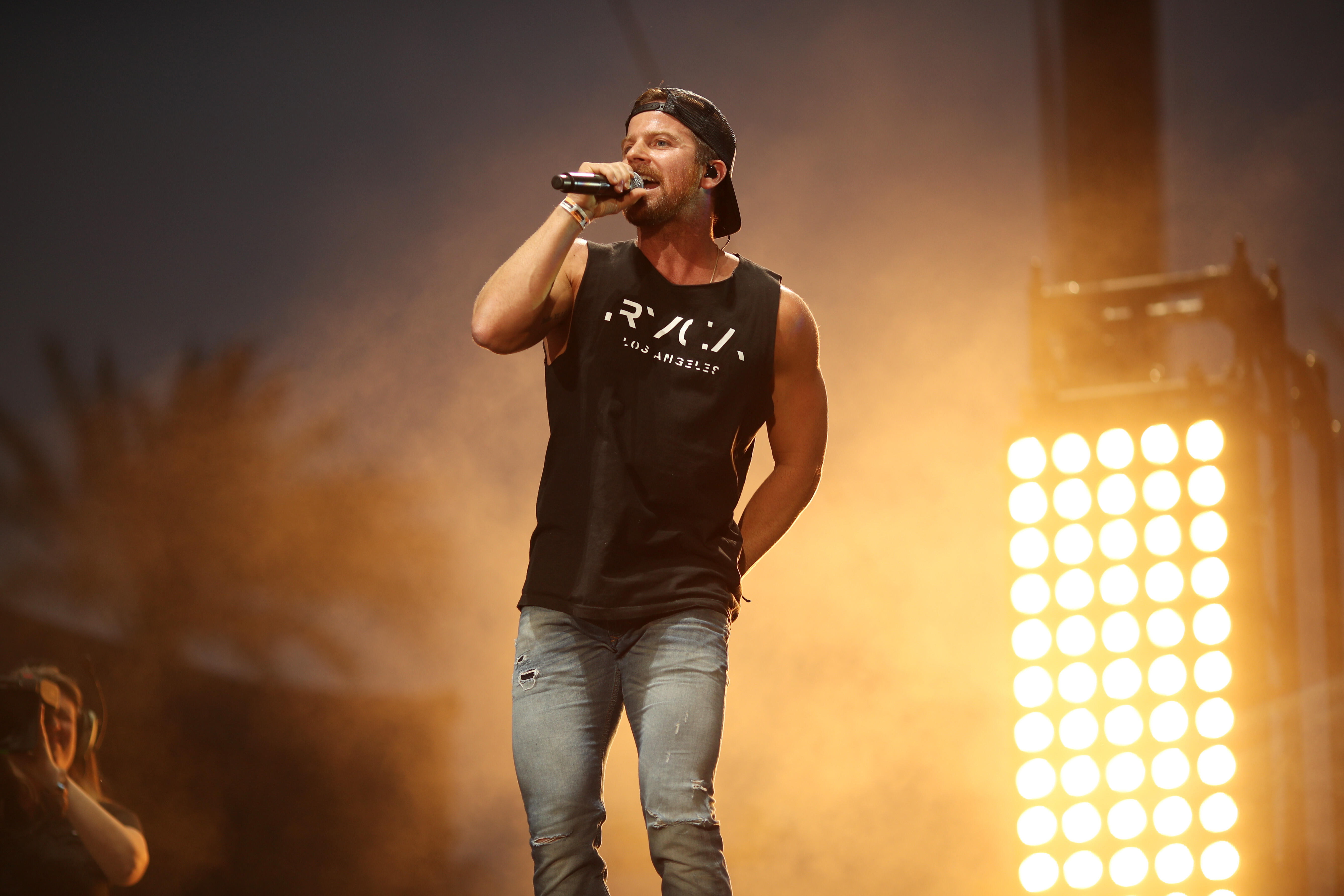 INDIO, CA - APRIL 29:  Musician Kip Moore performs on the Toyota Mane Stage during day 2 of 2017 Stagecoach California's Country Music Festival at the Empire Polo Club on April 29, 2017 in Indio, California.  (Photo by Christopher Polk/Getty Images for St