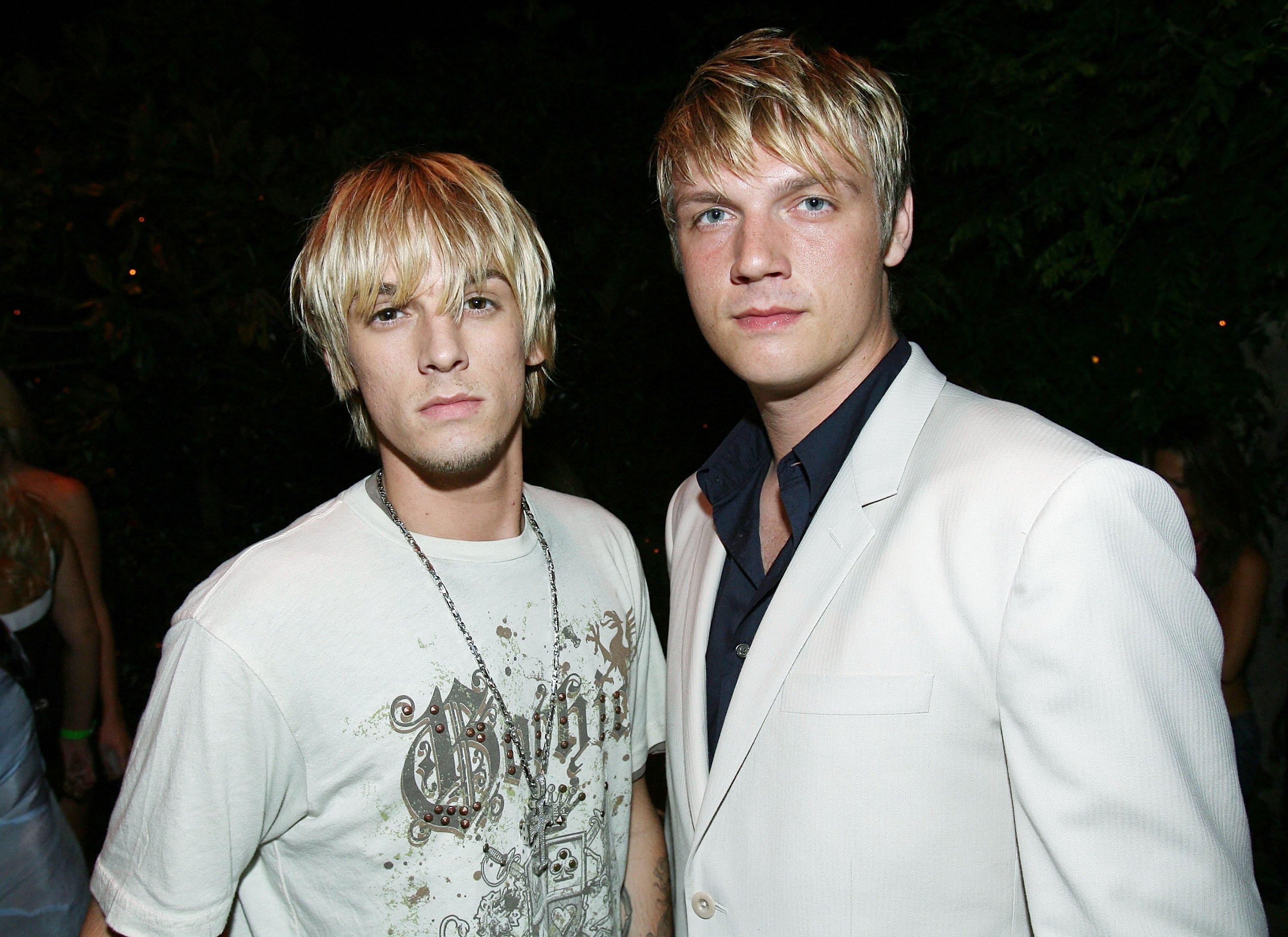 LOS ANGELES, CA - JULY 11:  Singers Aaron Carter (L) and Nick Carter (R) attend the Celebrity Locker Room 