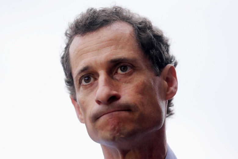 NEW YORK, NY - MAY 23:  Anthony Weiner listens to a question from the media after courting voters outside a Harlem subway station a day after announcing he will enter the New York mayoral race on May 23, 2013 in New York City. Weiner is joining the Democr