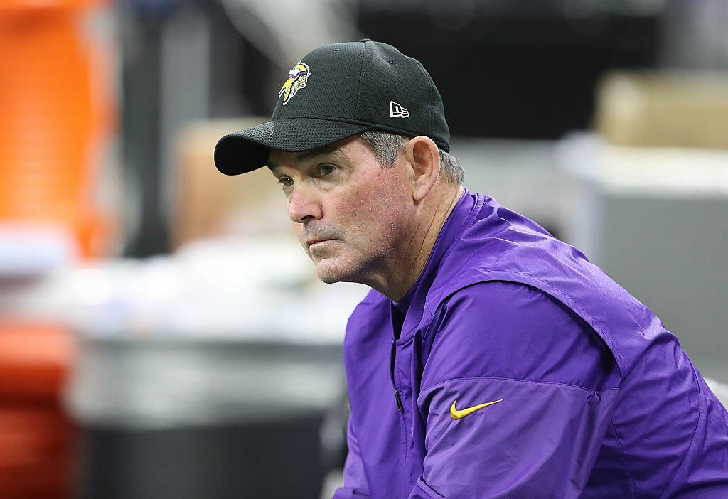 DETROIT, MI - NOVEMBER 24: Minnesota Vikings head coach Mike Zimmer watches the action prior to the start of the Thanksgiving day game against the Detroit Lions at Ford Field on November 24, 2016 in Detroit, Michigan. (Photo by Leon Halip/Getty Images)