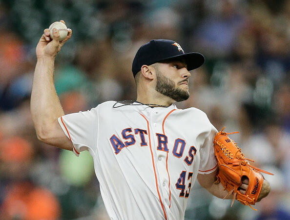 HOUSTON, TX - MAY 23:  Lance McCullers Jr. #43 of the Houston Astros pitches in the first inning against the Detroit Tigers at Minute Maid Park on May 23, 2017 in Houston, Texas.  (Photo by Bob Levey/Getty Images)