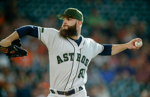 HOUSTON, TX - MAY 27:  Dallas Keuchel #60 of the Houston Astros pitches in the first inning against the Baltimore Orioles at Minute Maid Park on May 27, 2017 in Houston, Texas.  (Photo by Bob Levey/Getty Images)