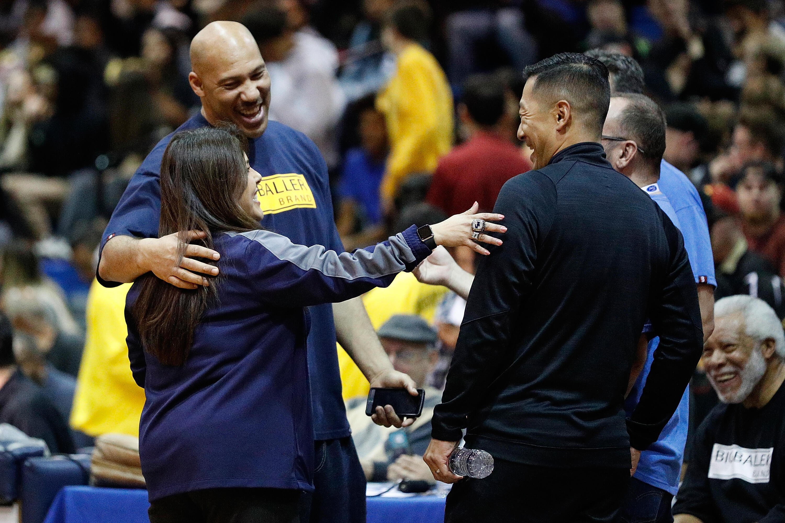 TORRANCE, CA - MARCH 14:  Lavar Ball is seen at the game between Chino Hills High School and Bishop Montgomery High School at El Camino College on March 14, 2017 in Torrance, California.  (Photo by Josh Lefkowitz/Getty Images)