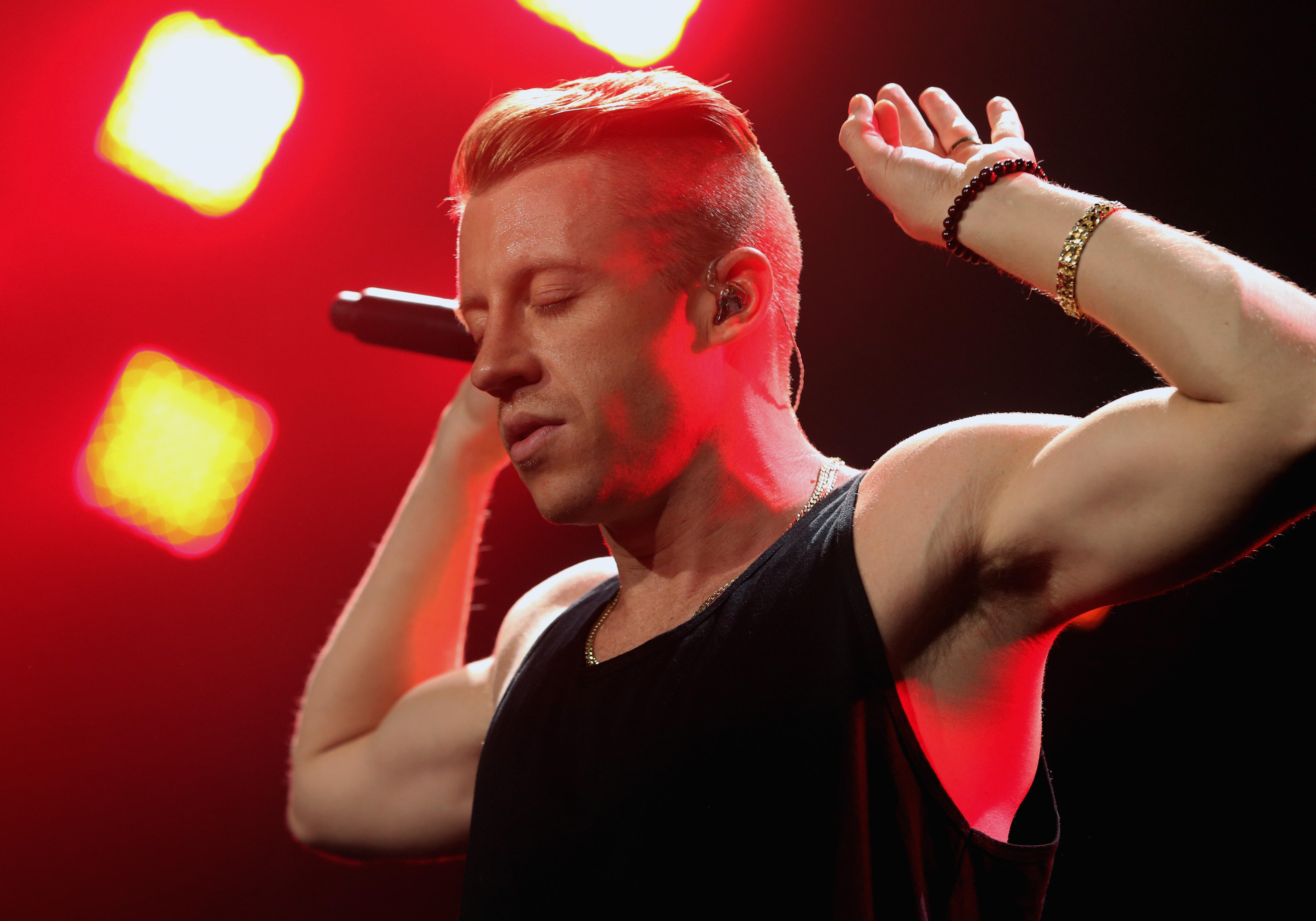 LOS ANGELES, CA - DECEMBER 06:  Recording artist Macklemore performs onstage during KIIS FMs Jingle Ball 2013 at Staples Center on December 6, 2013 in Los Angeles, CA.  (Photo by Christopher Polk/Getty Images for Clear Channel)