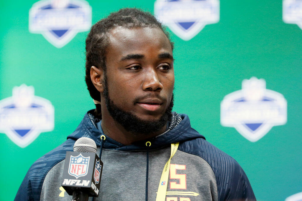 INDIANAPOLIS, IN - MARCH 02: Running back Dalvin Cook of Florida State answers questions from the media on Day 2 of the NFL Combine at the Indiana Convention Center on March 2, 2017 in Indianapolis, Indiana. (Photo by Joe Robbins/Getty Images)