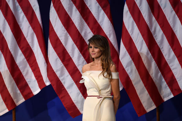 First Lady Melania Trump is seen the Salute to Our Armed Services Inaugural Ball at the National Building Museum in Washington, DC, January 20, 2017. / AFP / SAUL LOEB        (Photo credit should read SAUL LOEB/AFP/Getty Images)