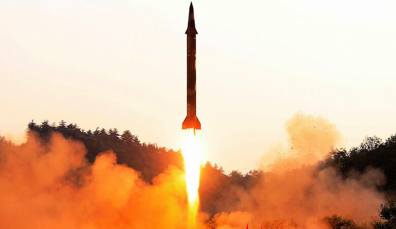 TOPSHOT - This undated photo released by North Korea's official Korean Central News Agency (KCNA) on May 30, 2017 shows a test-fire of a ballistic missile at an undisclosed location in North Korea.  / AFP PHOTO / KCNA via KNS / STR / South Korea OUT / REP