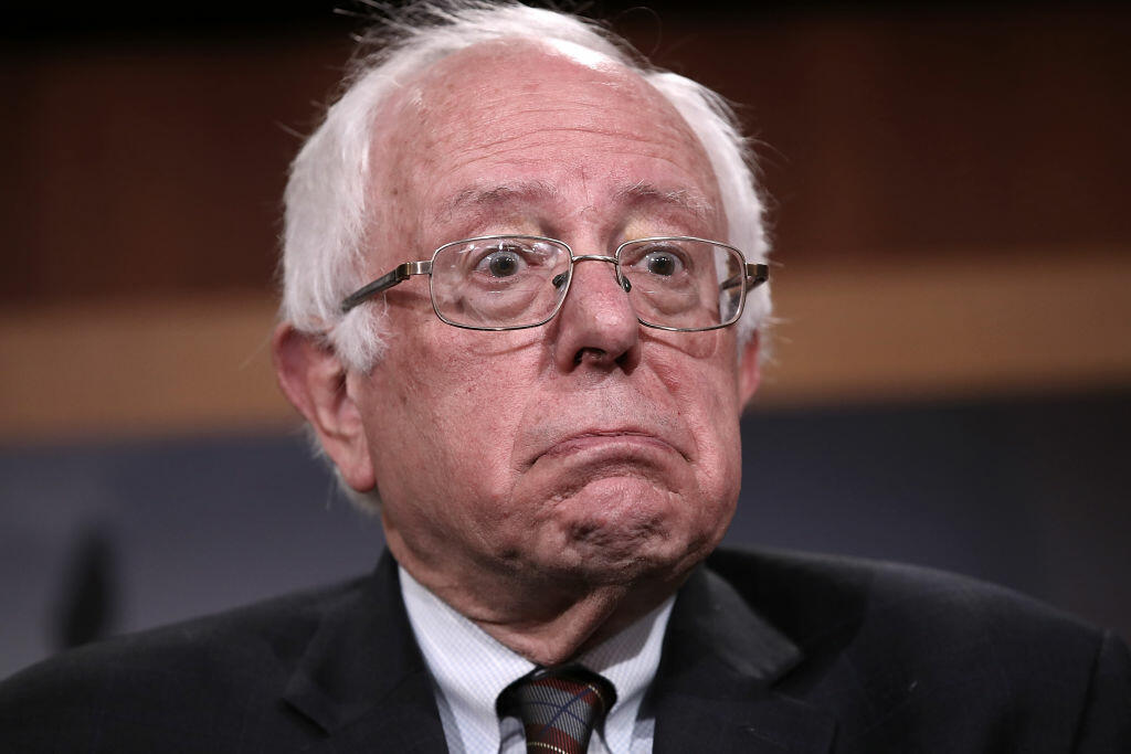 WASHINGTON, DC - MAY 23:  U.S. Sen. Bernie Sanders (I-VT) answers questions during a press conference at the U.S. Capitol May 23, 2017 in Washington, DC. Senate and House Democrats held the news conference to respond to the release of U.S. Donald Trump's budget. (Photo by Win McNamee/Getty Images)