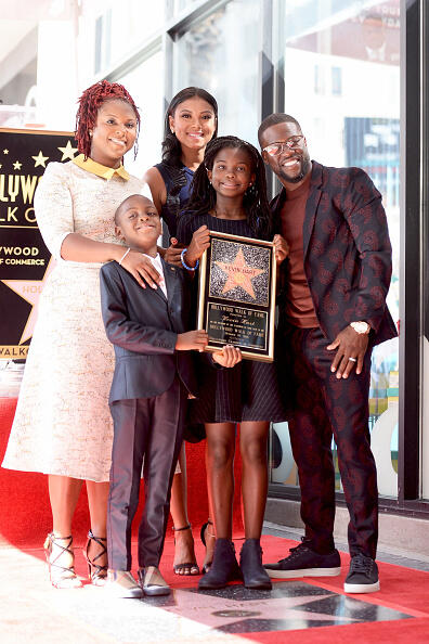HOLLYWOOD, CA - OCTOBER 10:  (L-R) Torrei Hart, Hendrix Hart, Eniko Parrish, Heaven Hart and honoree Kevin Hart pose for a photo as Kevin Hart is honored with a star on the Hollywood Walk of Fame on October 10, 2016 in Hollywood, California.  (Photo by Matt Winkelmeyer/Getty Images)