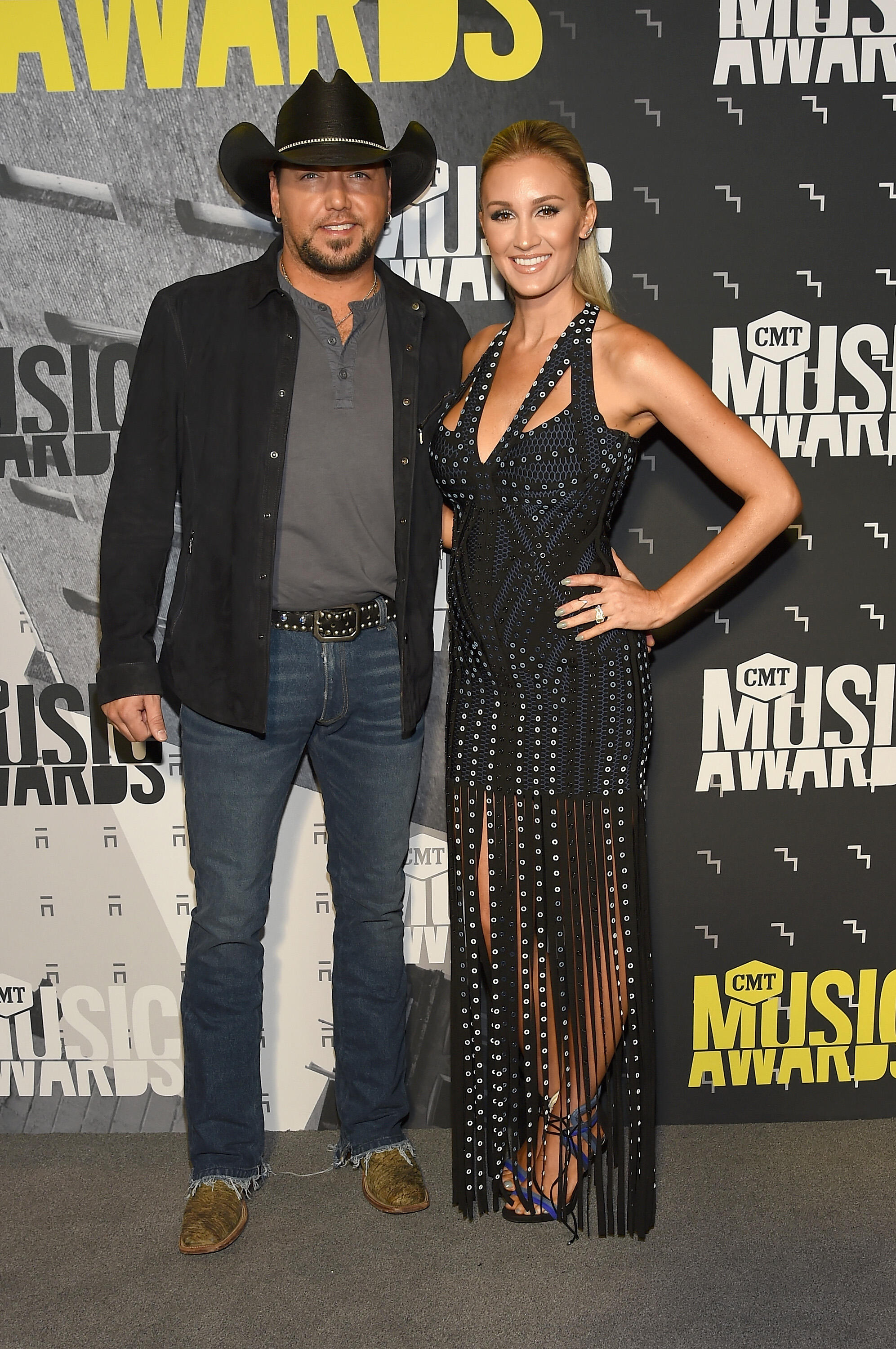 NASHVILLE, TN - JUNE 07:  Singer-songwriter Jason Aldean and Brittany Kerr attend the 2017 CMT Music awards at the Music City Center on June 7, 2017 in Nashville, Tennessee.  (Photo by Rick Diamond/Getty Images for CMT)