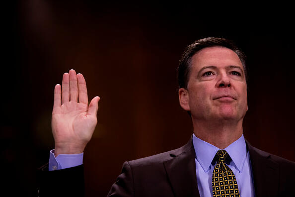 WASHINGTON, DC - MAY 3:  Director of the Federal Bureau of Investigation, James Comey testifies in front of the Senate Judiciary Committee during an oversight hearing on the FBI on Capitol Hill May 3, 2017 in Washington, DC. Comey is expected to answer questions about Russian involvement into the 2016 presidential election.   (Photo by Eric Thayer/Getty Images)