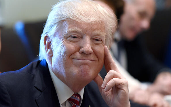 WASHINGTON, DC - JUNE 12:  (AFP OUT) U.S. Preisdent Donald Trump attends a meeting in the Cabinet Room of the White House June 12, 2017 in Washington, DC. Also in attendence was U.S. Attorney General Jeff Sessions who is expected to testify in an  open hearing before Senate Intelligence Committee about his contacts with Russian officials during the 2016 election campaign. (Photo by Olivier Douliery-Pool/Getty Images)