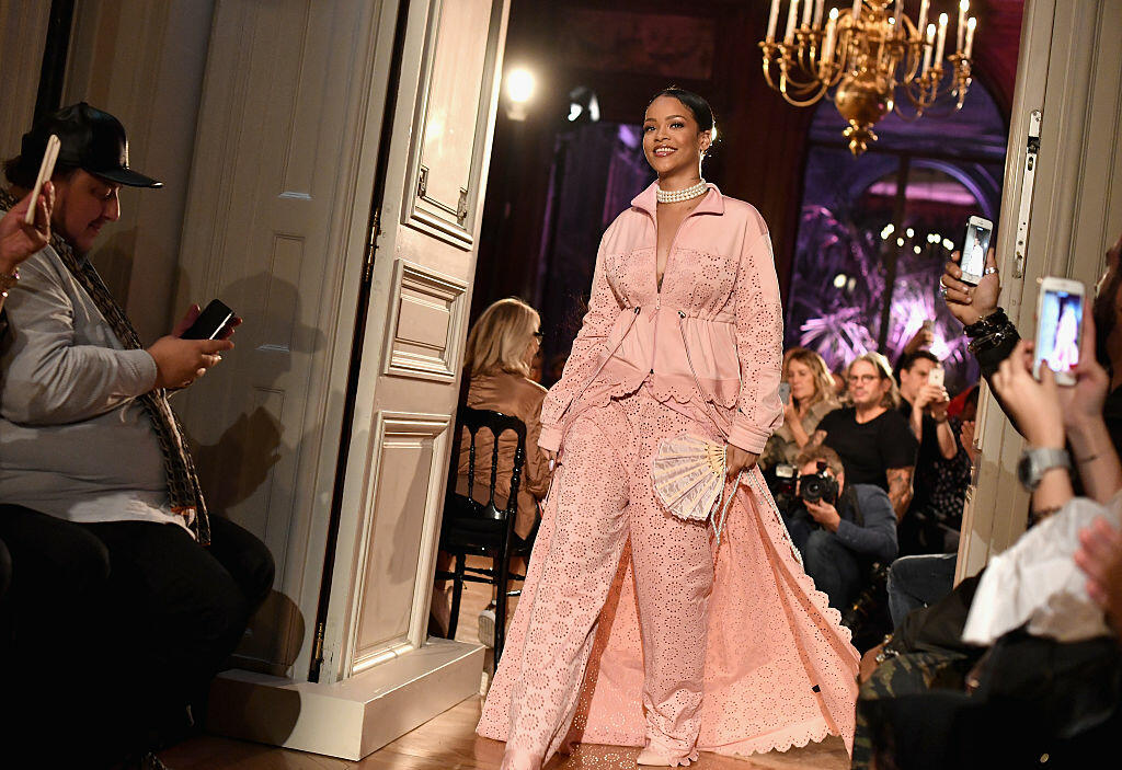 PARIS, FRANCE - SEPTEMBER 28:  Rihanna walks the runway during FENTY x PUMA by Rihanna at Hotel Salomon de Rothschild on September 28, 2016 in Paris, France.  (Photo by Jacopo Raule/Getty Images for Fenty x Puma)