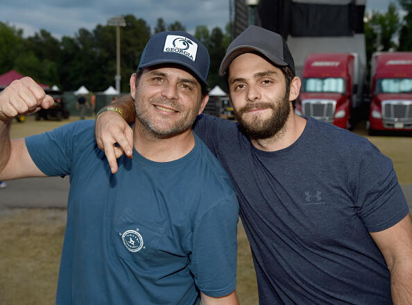 CULLMAN, AL - JUNE 03:  Father and Son, Singers/Songwriters Rhett Akins and Thomas Rhett perform during Pepsi's Rock The South Festival - Day 1 at Heritage Park on June 3, 2016 in Cullman, Alabama.  (Photo by Rick Diamond/Getty Images for Pepsi's Rock The South )