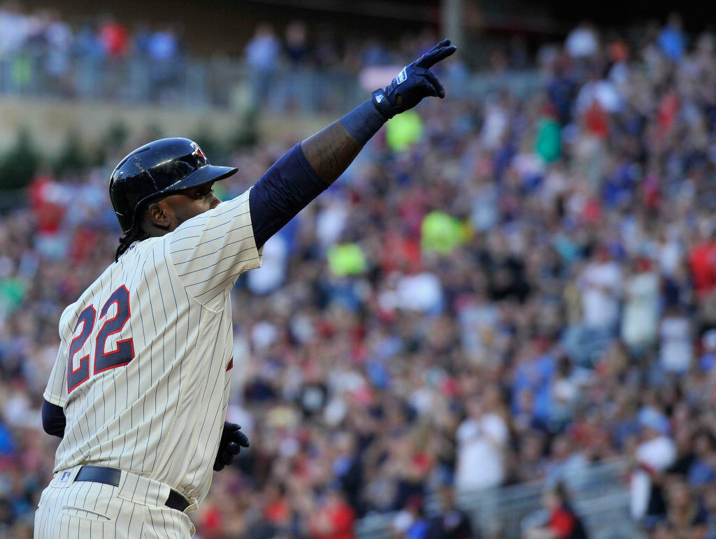 MINNEAPOLIS, MN - JUNE 21: Miguel Sano #22 of the Minnesota Twins celebrates a solo home run against the Chicago White Sox during the third inning of the game on June 21, 2017 at Target Field in Minneapolis, Minnesota. (Photo by Hannah Foslien/Getty Images)