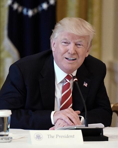 WASHINGTON, DC - JUNE 22: (AFP OUT) U.S President Donald Trump speaks during  the American Leadership in Emerging Technology Event in the East Room of the White House June 22, 2017 in Washington, DC. (Photo by Olivier Douliery-Pool/Getty Images)
