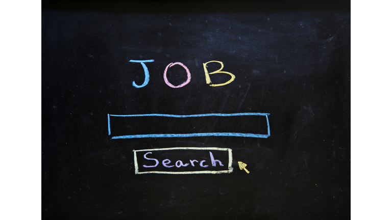 Job search written in chalk on a blackboard