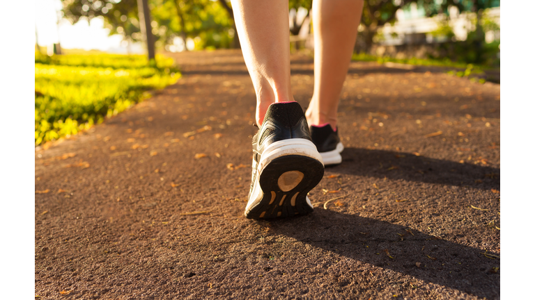 Woman walking on a path