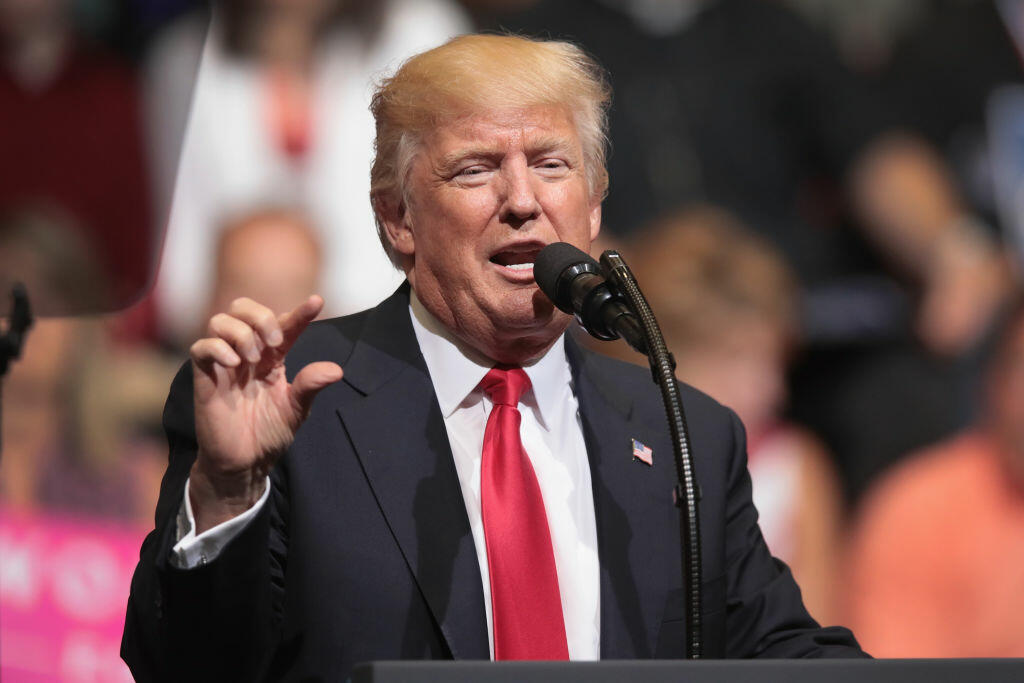 CEDAR RAPIDS, IA - JUNE 21:  President Donald Trump speaks at a rally on June 21, 2017 in Cedar Rapids, Iowa. Trump spoke about renegotiating NAFTA and building a border wall that would produce solar power during the rally.  (Photo by Scott Olson/Getty Images)