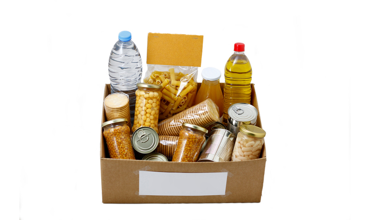 Food in a donation  box