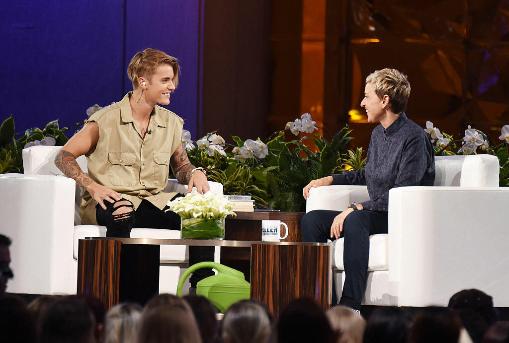 NEW YORK, NY - SEPTEMBER 08:  Justin Bieber and Ellen Degeneres appear at 