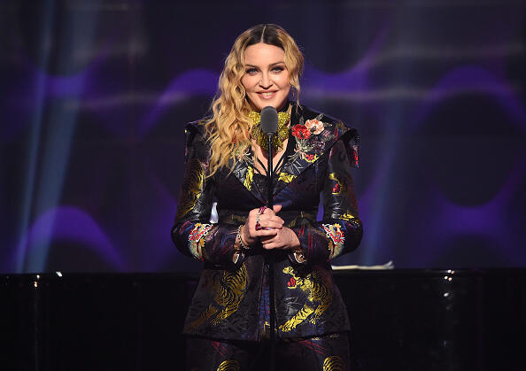 NEW YORK, NY - DECEMBER 09:  Madonna speaks on stage at the Billboard Women in Music 2016 event on December 9, 2016 in New York City.  (Photo by Nicholas Hunt/Getty Images for Billboard Magazine)
